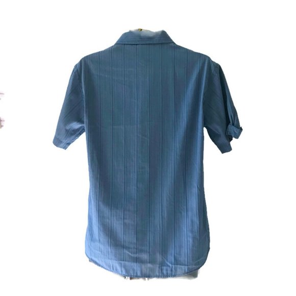 Vese  Men's Casual Blue Striped Short Sleeve Button Up Shirt " - Picture 6 of 10